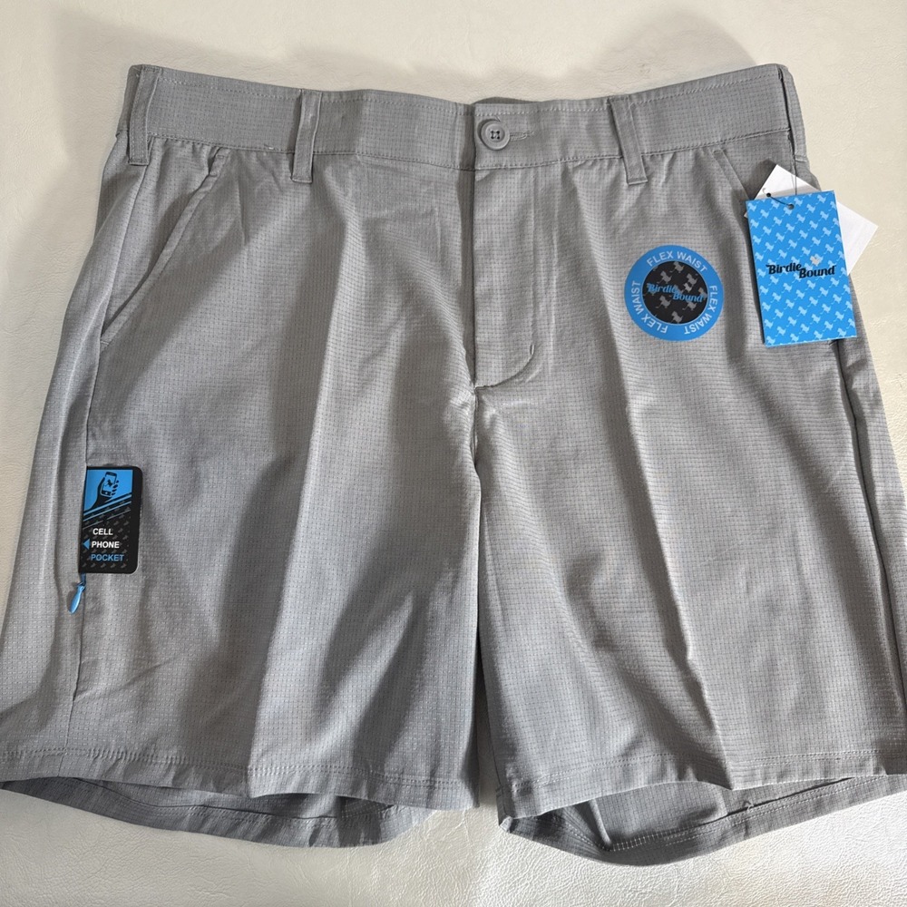 Birdie Bound Shorts Mens 34 Gray 7" Inseam Performance Golf Flex Waist